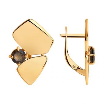 Серьги из позолоченного серебра 925 пробы с раухтопазом