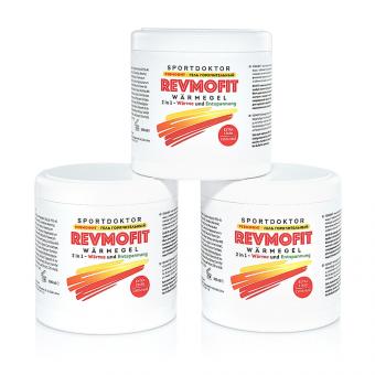 RevmoFit Wärmegel 3-er Set gegen Schmerzen mit GRATIS Rücken-Massagerollband