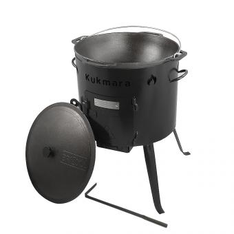 Набор для большой компании: казан чугунный 15 литров, крышка, учаг