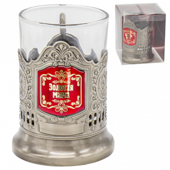 Подстаканник "Золотая мама" со стаканом 200 мл