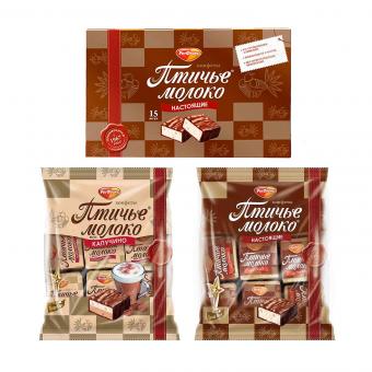 РотФронт набор конфет "Птичье молоко" - Капучино, Крем-Ваниль и Оригинал (650 г)