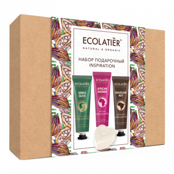 Набор подарочный ISPIRATION 3 крема для рук + мыло "ECOLATIER" 3 x 30 мл + 80 г
