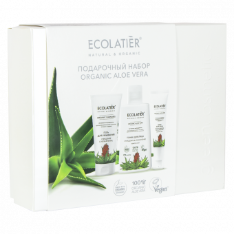 Подарочный набор Organic ALOE VERA Тоник для лица, Гель для умывания, Крем для лица