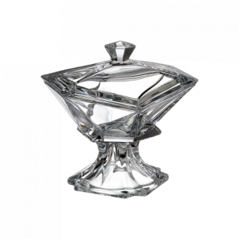 Bohemia Crystal bonbonnière on foot with lid ORIGAMI