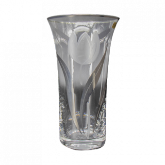 Bohemia CRYSTALEX vase "Tulip with silver" 25.5 cm