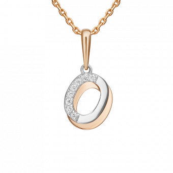 Buchstabenanhänger "O" aus 585 Rotgold / Weißgold, mit Zirkonia, Höhe ca. 21 mm