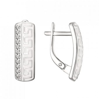 Schöne Ohrringe aus Silber 925, mit 22 Zirkonia und weißer Emaille, Höhe ca. 18 mm