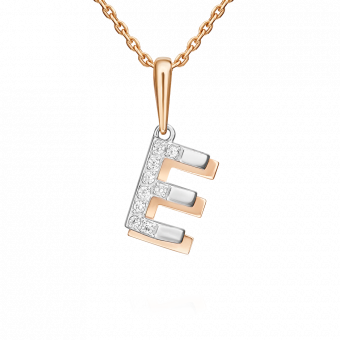 Letter pendant "E" in rose gold / white gold 585, with zirconia, height approx. 21 mm