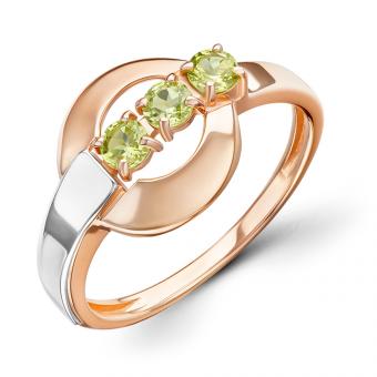 Delicate ladies' ring in 585 rose gold / 585 white gold, with green chrysolites