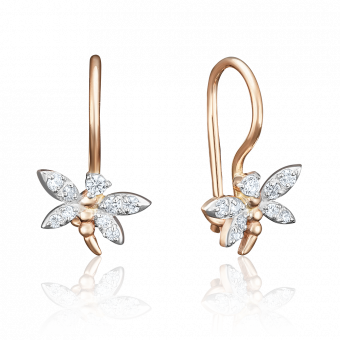 Earrings in 585 rose gold, with zirconia