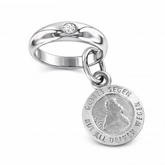 Кольцо для крещения из серебра 925 пробы, с фианитом