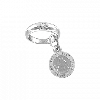 Кольцо для крещения из серебра 925 пробы, с фианитом