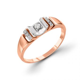 Очаровательное кольцо из комбинированного золота 585 пробы с бриллиантами 0,05 ct. WSI