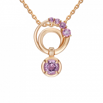 Pendant in rose gold 585 with amethysts in a modern round design