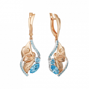 Ohrhänger Ballerina aus 585er Rotgold mit Topas, Höhe ca.43 mm