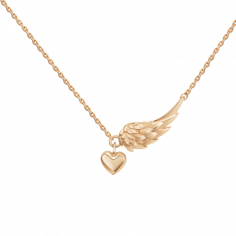 Fine necklace in 585 rose gold with wing and heart pendants