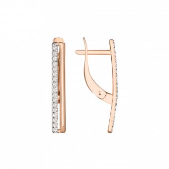 Originelle Ohrhänger aus585er Rotgold mit Zirkonia, Höhe ca. 22 mm