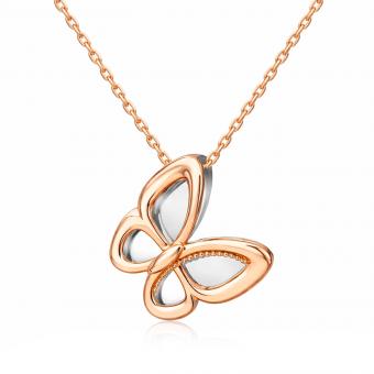 Schöner Schmetterlingsanhänger aus 585er Rot- und Weißgold