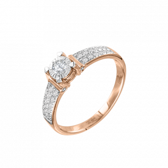 Восхитительное женское кольцо из красного золота 585 пробы, с бриллиантами 0,27 ct. WSI