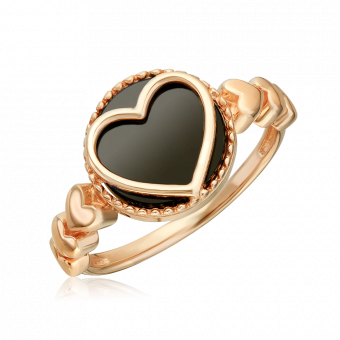 Auffälliger Damenring, Russisches Rotgold 585, mit Onyx, Durchmesser zentrales Schmuckelement ca. 12 mm
