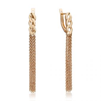 Elegante Ohrhänger aus 585er Rotgold mit feinen Kettengliedern – Höhe ca. 58 mm