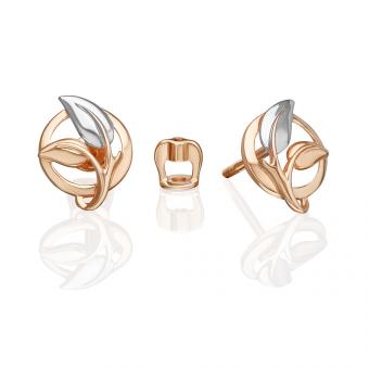 Stud earrings in 585 red/white gold, height approx. 12 mm, diameter approx. 10 mm