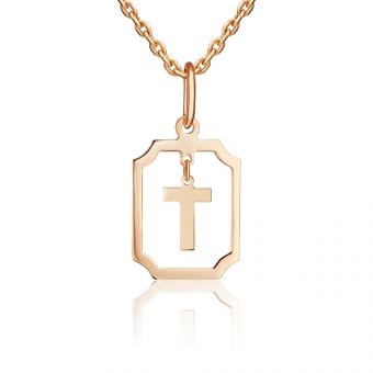 Buchstabenanhänger "T", Russisches Rotgold 585, Höhe ca. 22 mm