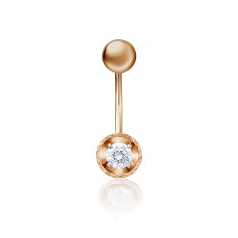 Bauchpiercing aus 585er Rotgold, mit Zirkonia - durchmesser ca. 4 mm 