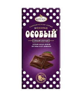 Krupskaya chocolate bitter elite blend cocoa beans, 85g