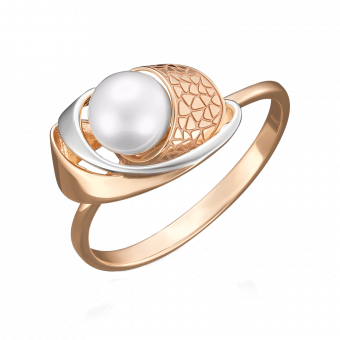 Damenring aus 585er Rot- / Weißgold mit Perle - Durchmesser ca. 6-7 mm