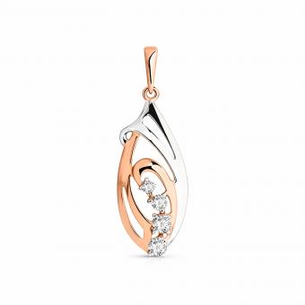 Amazing pendant, red gold 585, zirconia, height approx. 34 mm 