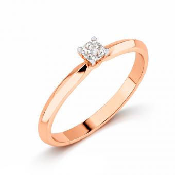 Помолвочное кольцо из красного золота 585 пробы с бриллиантом ок. 0,10 карата GSI