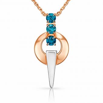 Кулон из красного/белого золота 585 пробы с топазами, высота ≈ 24 мм