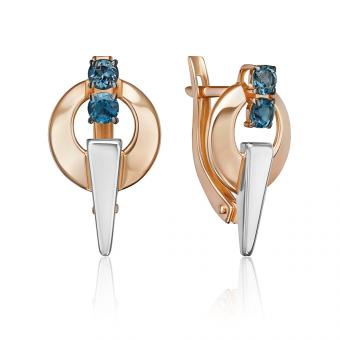 Ohrringe aus 585er Rot-/Weißgold mit Topasen, Höhe ca. 20 mm, Ø ca. 11 mm