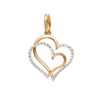 Pendant, russian red gold 585, with zirconia, height approx. 28 mm
