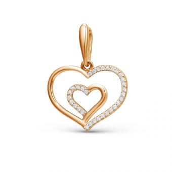 Pendant, russian red gold 585, with zirconia, height approx. 23 mm