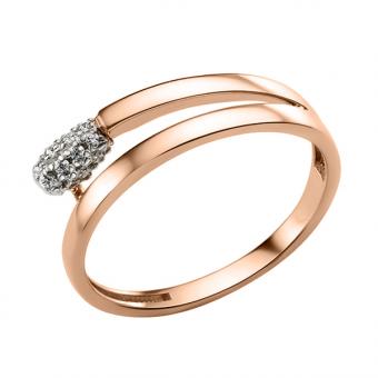 Moderner Damenring aus Russischem Rotgold 585 mit Zirkonia