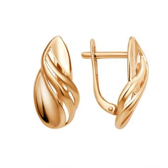 Earrings, russian red gold 585, height approx. 19 mm
