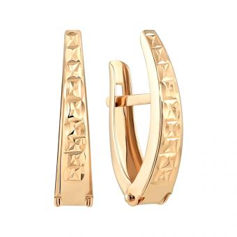 Earrings, russian red gold 585, height approx. 18 mm