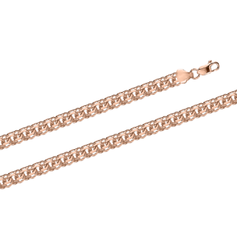 Solid chain and/or bracelet, Russian red gold 585, garibaldi weave, width approx. 6 mm, weight in 45 cm approx. 27,75 gr.