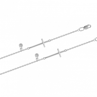 Attraktives Armband, Silber 925, mit 1 Zirkonia, Länge ca. 17-19 cm, Kreuzlänge ca. 20 mm 