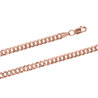 Excellent chain and/or bracelet, Russian red gold 585, diamond-cut curb link design, width approx. 4 mm, weight in 19 cm approx. 4,2 gr., weight in 45 cm approx. 9,2 gr.