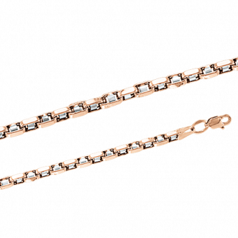 Beautiful chain, red and white gold 585, chain for women or men, width approx. 3 mm, weight in 50 cm approx. 11,8 g.