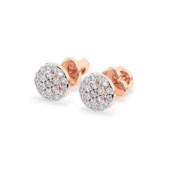 Stud earrings, red / white and yellow gold 585, with brilliant-cut diamonds approx. 0,30 ct. GSI, diameter approx. 6,5 mm