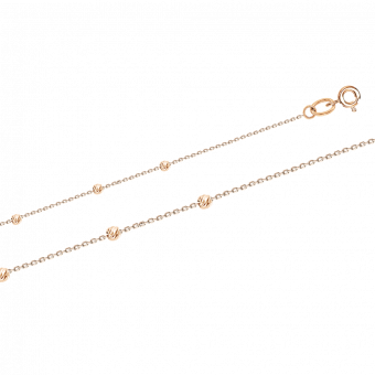 Elegant 585 rose gold anklet with bead accents, length approx. 24–27 cm