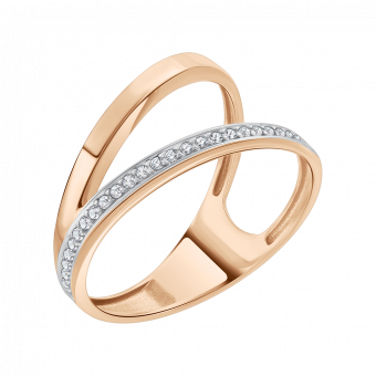 Damenring, Russisches Rotgold 585, mit Zirkonia