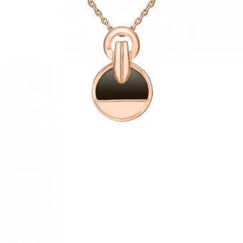 Pendant in rose gold 585, with onyx, diameter approx. 12 mm, height approx. 18 mm