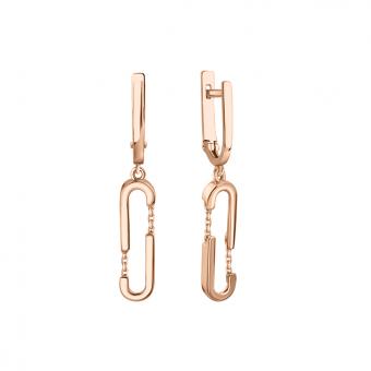 Earrings, russian red gold 585, height approx. 35 mm