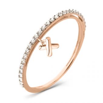 Damenring aus Russischem Rotgold 585 mit Zirkonia