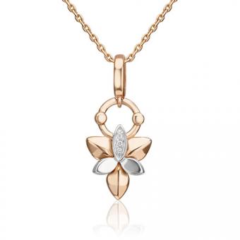 Pendant, 585 Russian red/white gold, with 3 diamonds approx. 0,01 ct. HSI, height approx. 23 mm
